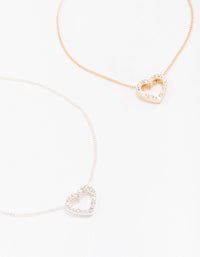 Gold & Silver Open Heart Diamante Bracelets 2-Pack - link has visual effect only