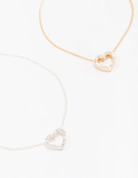 Gold & Silver Open Heart Diamante Bracelet Pack - link has visual effect only
