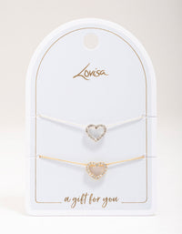 Gold & Silver Open Heart Diamante Bracelet Pack - link has visual effect only