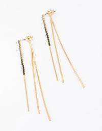 Gold Plated Snake Chain & Diamante Sandwich Drop Earrings - link has visual effect only
