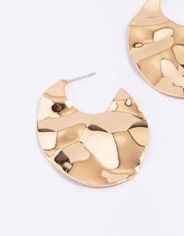Gold Wavy Large Hoop Earrings