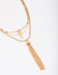 Gold Diamante & Tassel Trio Statement Necklace - link has visual effect only