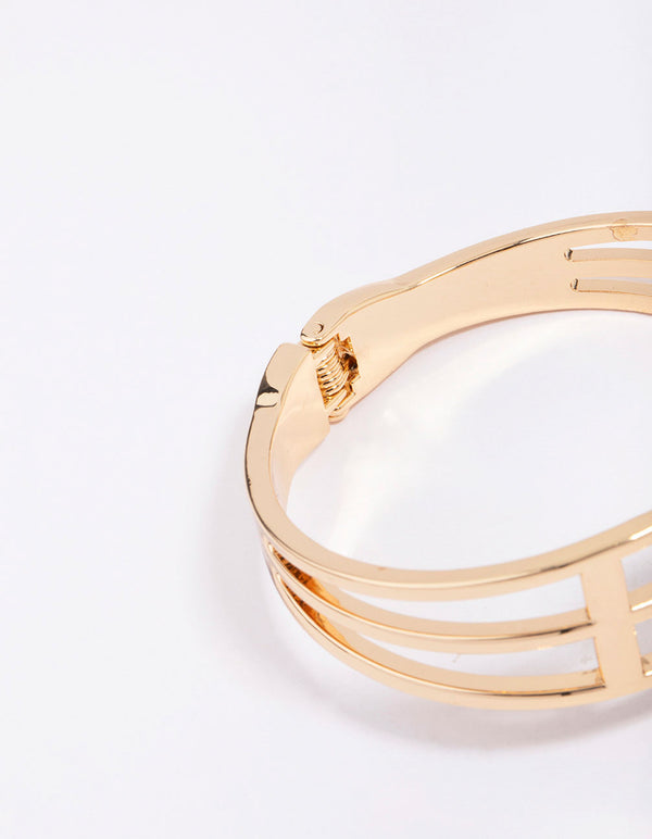 Gold Large Pearl Bangle
