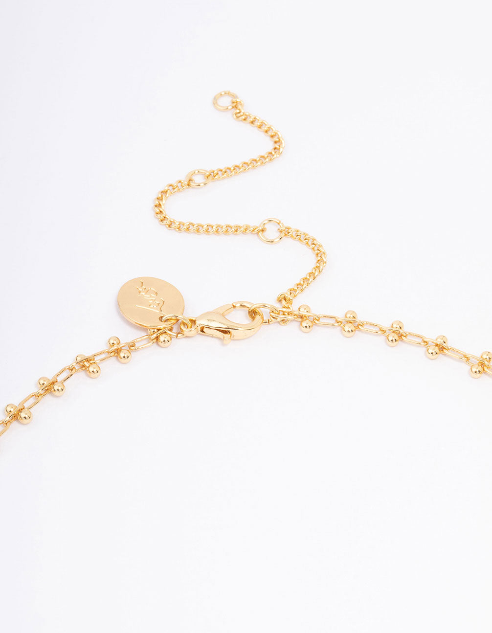 Gold Plated Diamante Cross Ball Link Pendant Necklace