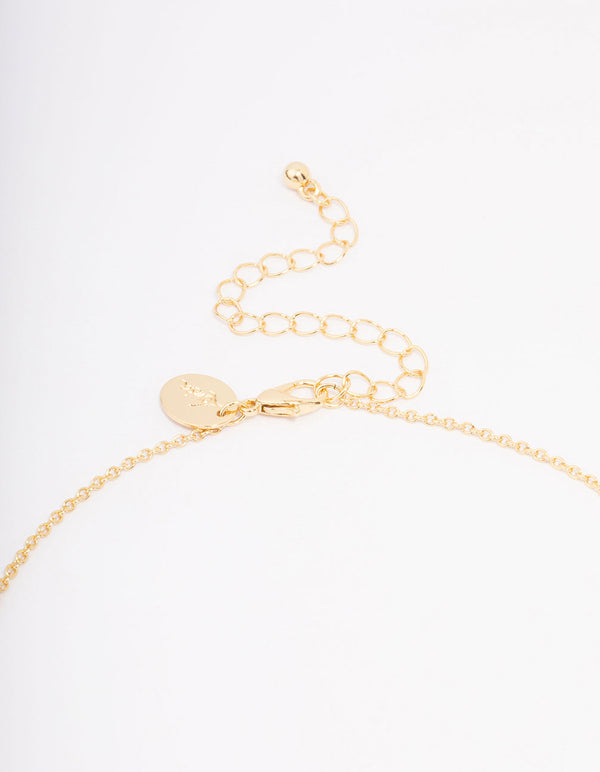 Gold Plated Diamante Round Cross Pendant Necklace