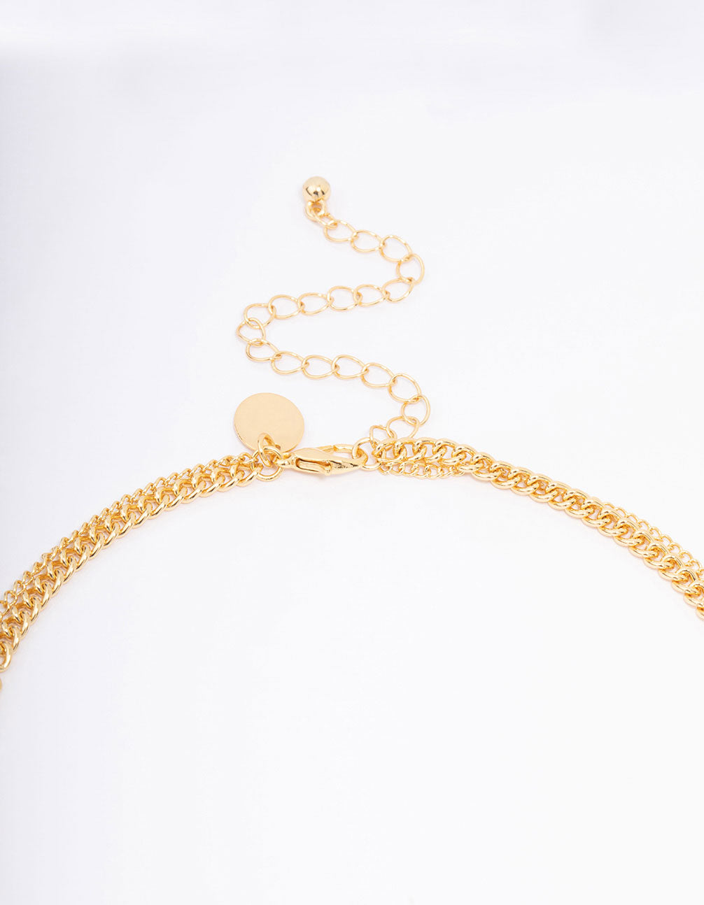 Gold Plated Diamante Cross Layered Curb Necklace