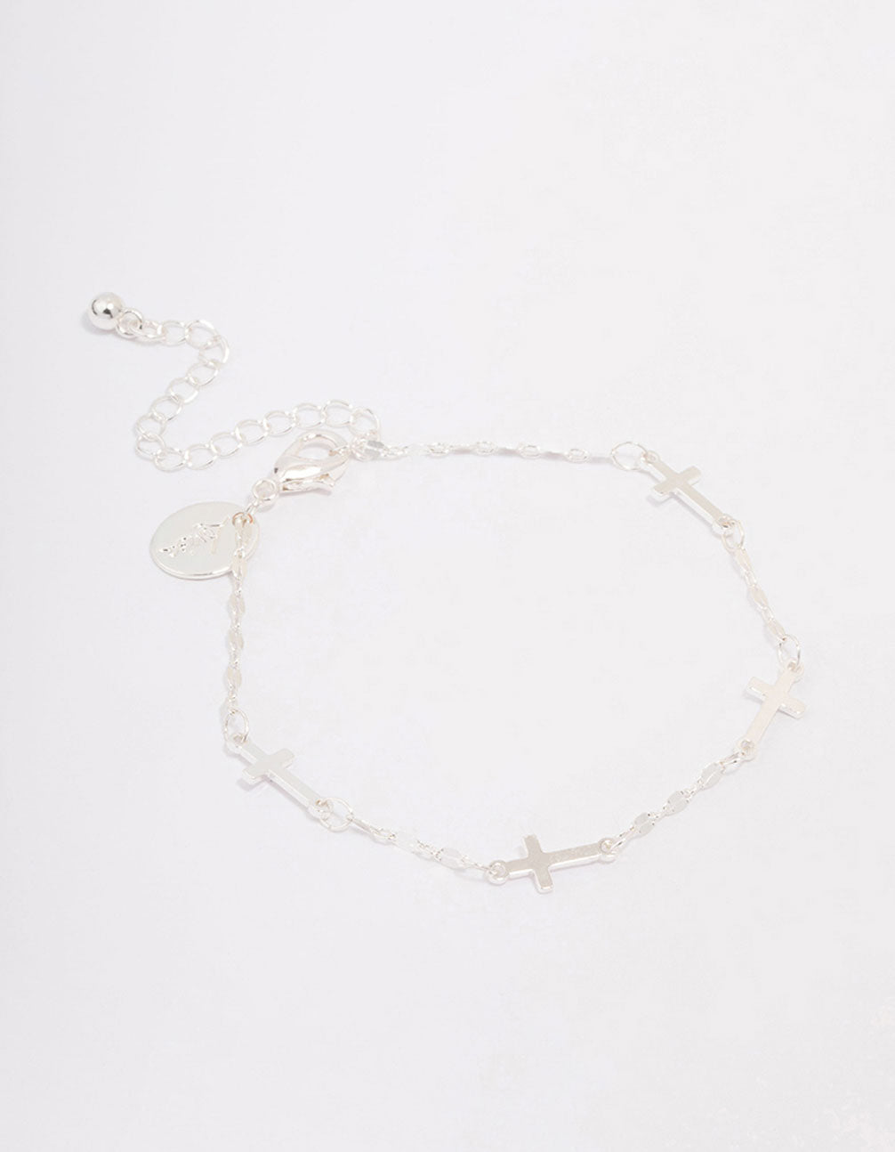 Silver Plated Station Cross Chain Bracelet