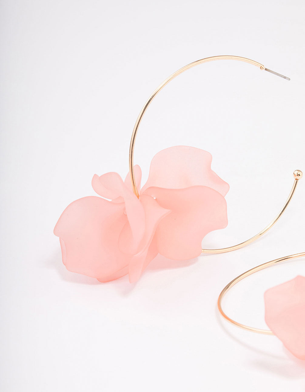 Gold Simple Flower Large Hoop Earrings