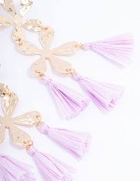 Gold Flower & Tassel Drop Earrings - link has visual effect only