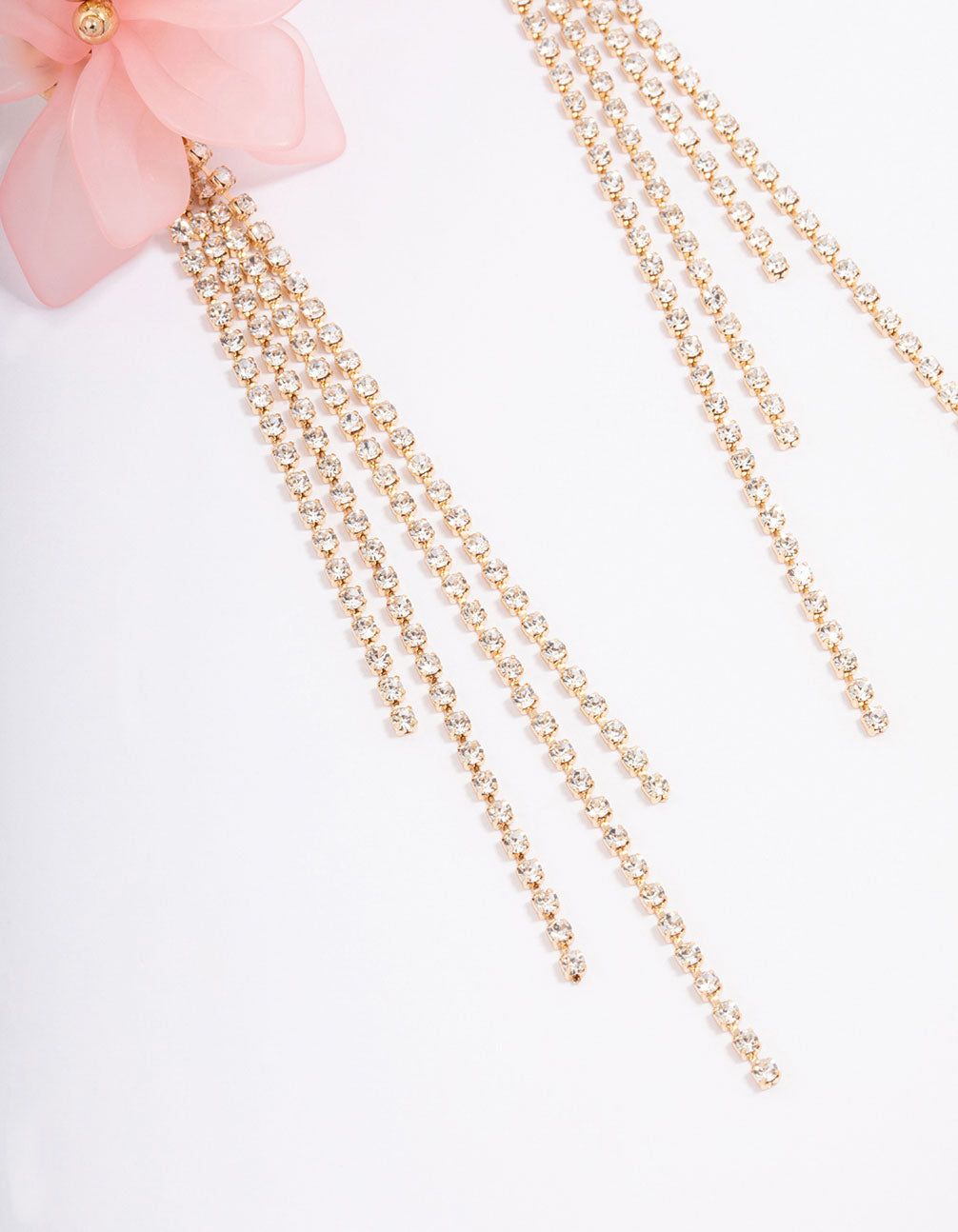 Gold Big Flower Cupchain Drop Earrings