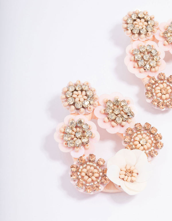 Gold Embellish Flower Drop Earrings