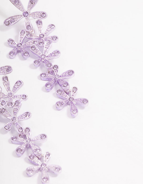 Lilac Flower Cluster Drop Earrings