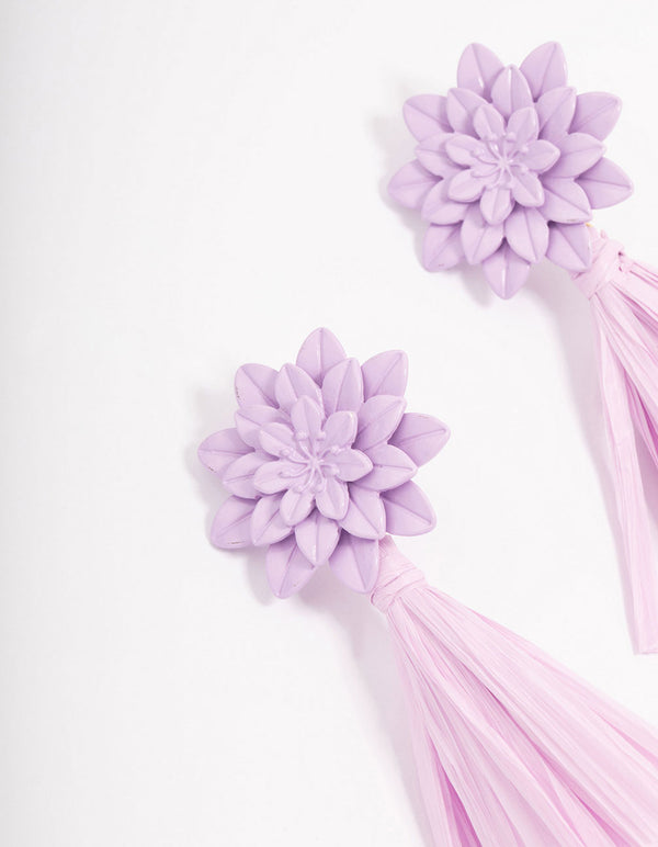 Lilac Tassel Raffia Drop Earrings