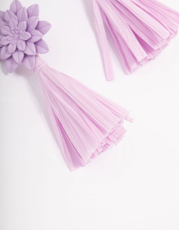 Lilac Tassel Raffia Drop Earrings