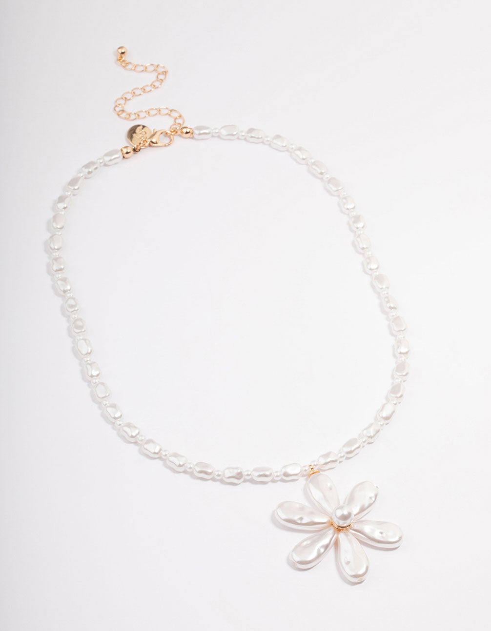 Silver Pearl Chain & Flower Pendant Necklace