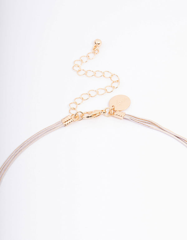 Silver & Pink Bead Station Facet Layered Necklace