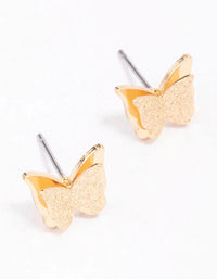 Gold Sandblast Butterfly Stud Earrings - link has visual effect only