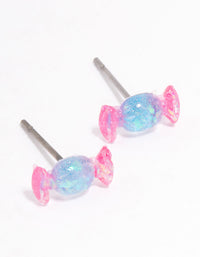 Acrylic Pink & Blue Candy Stud Earrings - link has visual effect only