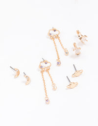 Gold Cluster Mixed Earring 4-Pack - link has visual effect only