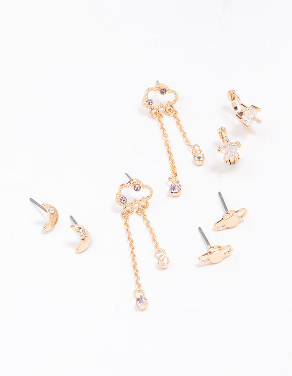 Gold Cluster Mixed Earring 4-Pack