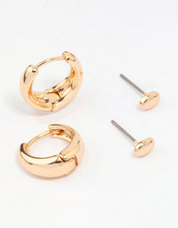 Gold Mixed Simple Stud & Hoop Earring 3-Pack - link has visual effect only