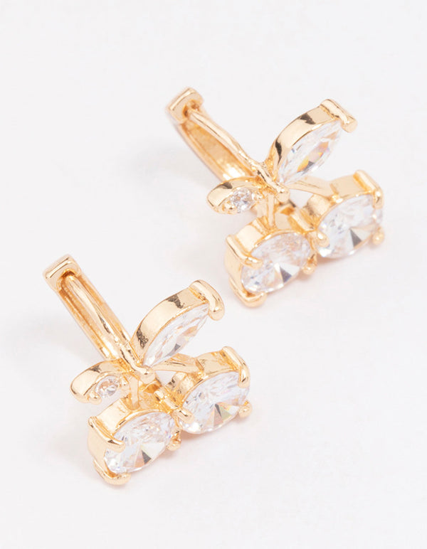 Gold Diamante Cherry Huggie Hoop Earrings