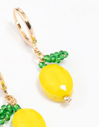 Gold Lemon Charm Huggie Hoop Earrings - link has visual effect only