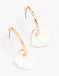 Gold Shell Huggie Hoop Earrings - link has visual effect only