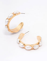 Gold Organic Pearl Hoop Earrings - link has visual effect only