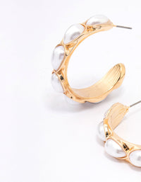 Gold Organic Pearl Hoop Earrings - link has visual effect only