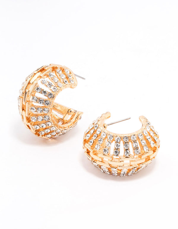Gold Antique Diamante Small Drop Earrings