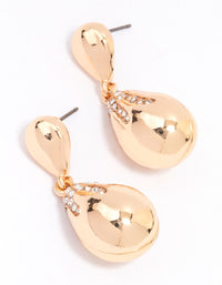 Gold Diamante Double Tapered Drop Earrings - link has visual effect only