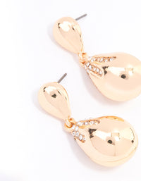 Gold Diamante Double Tapered Drop Earrings - link has visual effect only