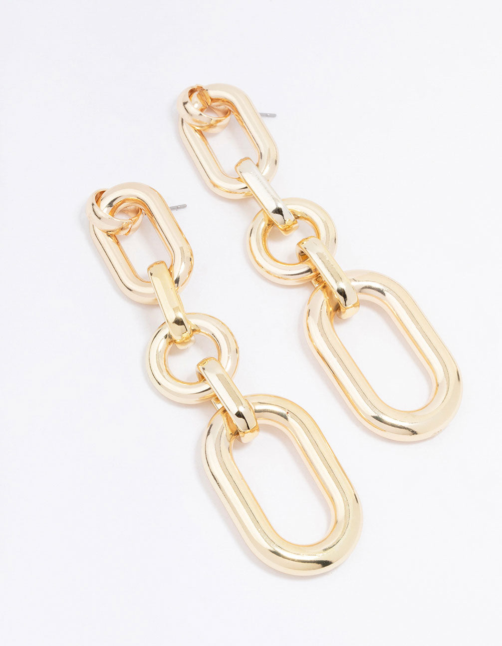 Gold Multi Link Chain Drop Earrings