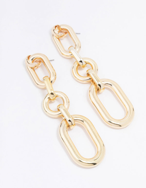 Gold Multi Link Chain Drop Earrings