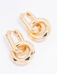 Gold Link Smooth Drop Earrings - link has visual effect only