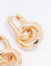 Gold Link Smooth Drop Earrings - link has visual effect only