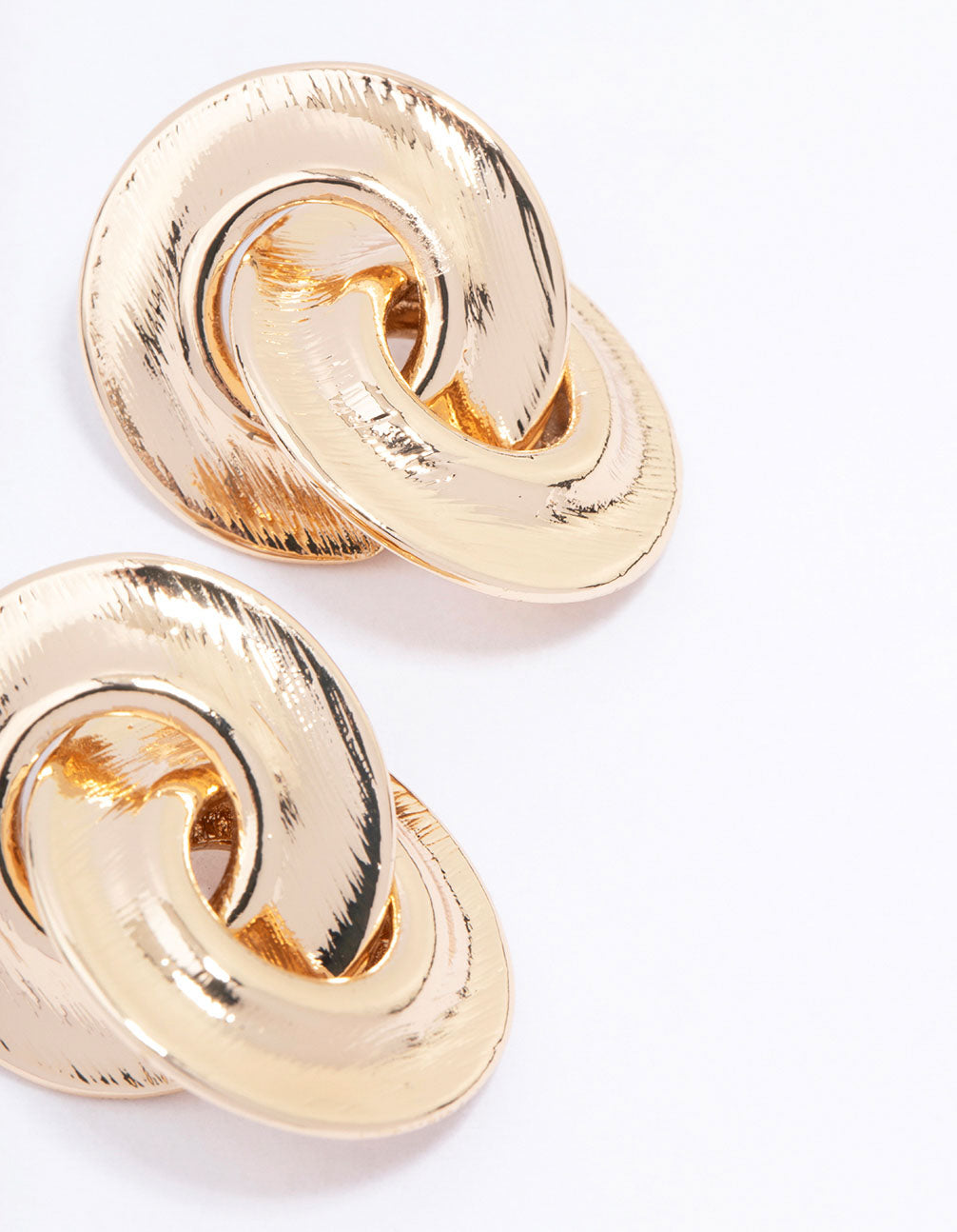 Gold Double Circle Drop Earrings