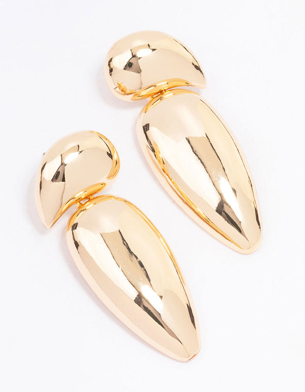 Gold Abstract Disc Drop Earrings