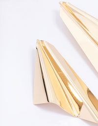 Gold Folded Fan Drop Earrings - link has visual effect only