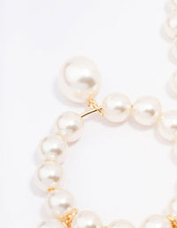 Gold Smooth Pearl Circular Drop Earrings - link has visual effect only