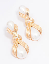 Gold Pearl Antique Drop Earrings - link has visual effect only