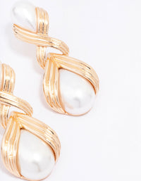 Gold Pearl Antique Drop Earrings - link has visual effect only