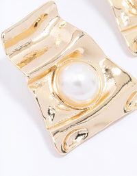 Gold Wrapped Pearl Large Stud Earrings - link has visual effect only
