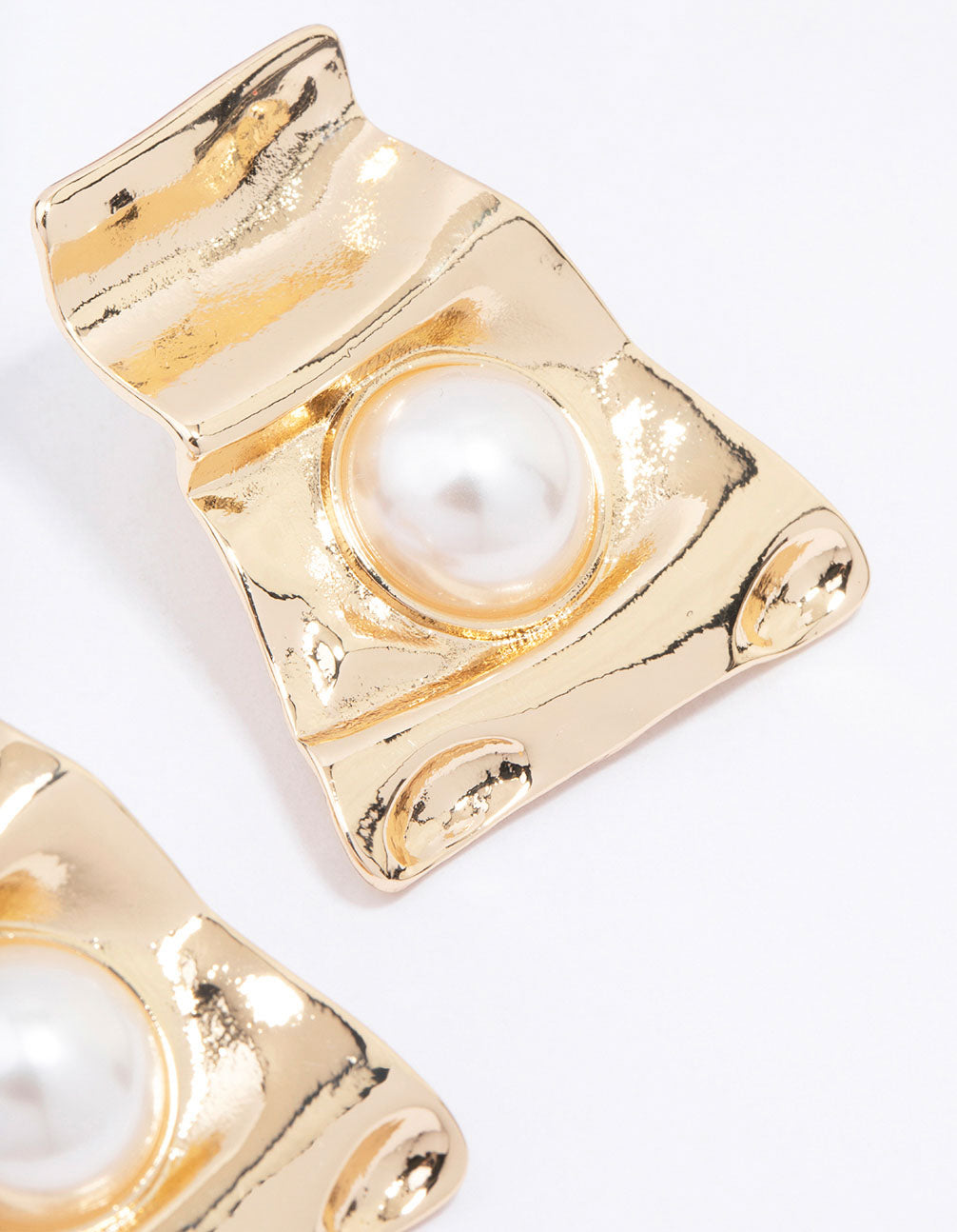 Gold Wrapped Pearl Large Stud Earrings