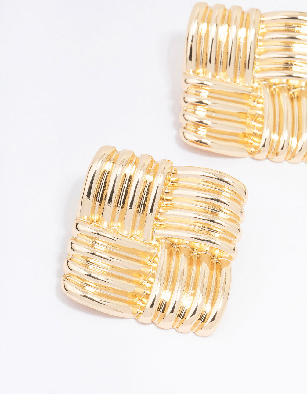 Gold Square Wrap Stud Earrings