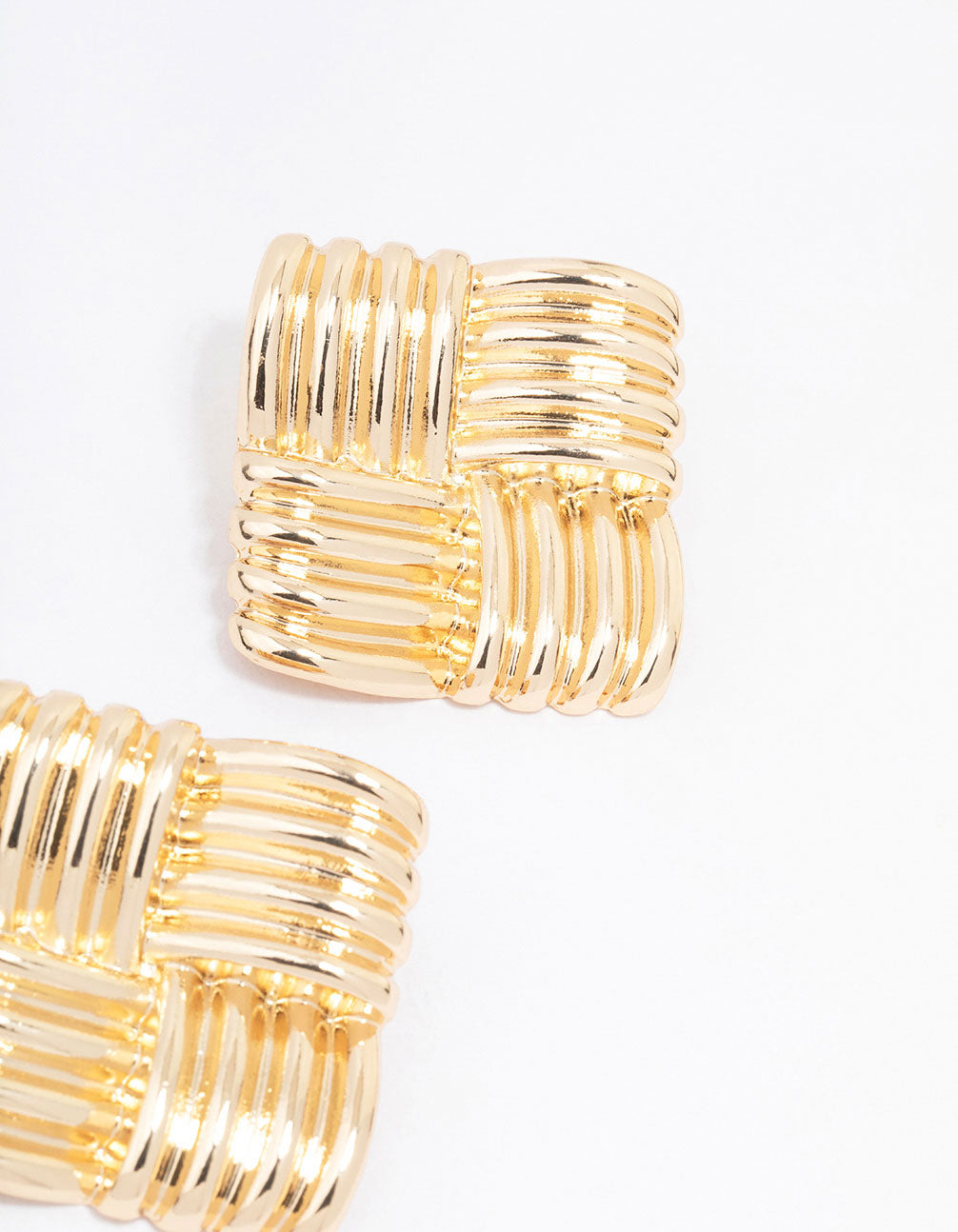 Gold Square Wrap Stud Earrings