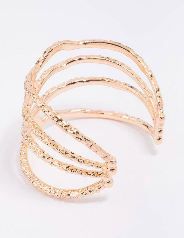Gold Textured Metal Organic Wrist Cuff