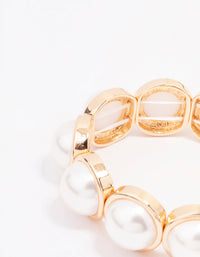 Gold & Pearl Circular Bracelet - link has visual effect only