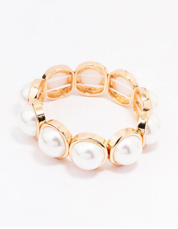 Gold & Pearl Circular Bracelet